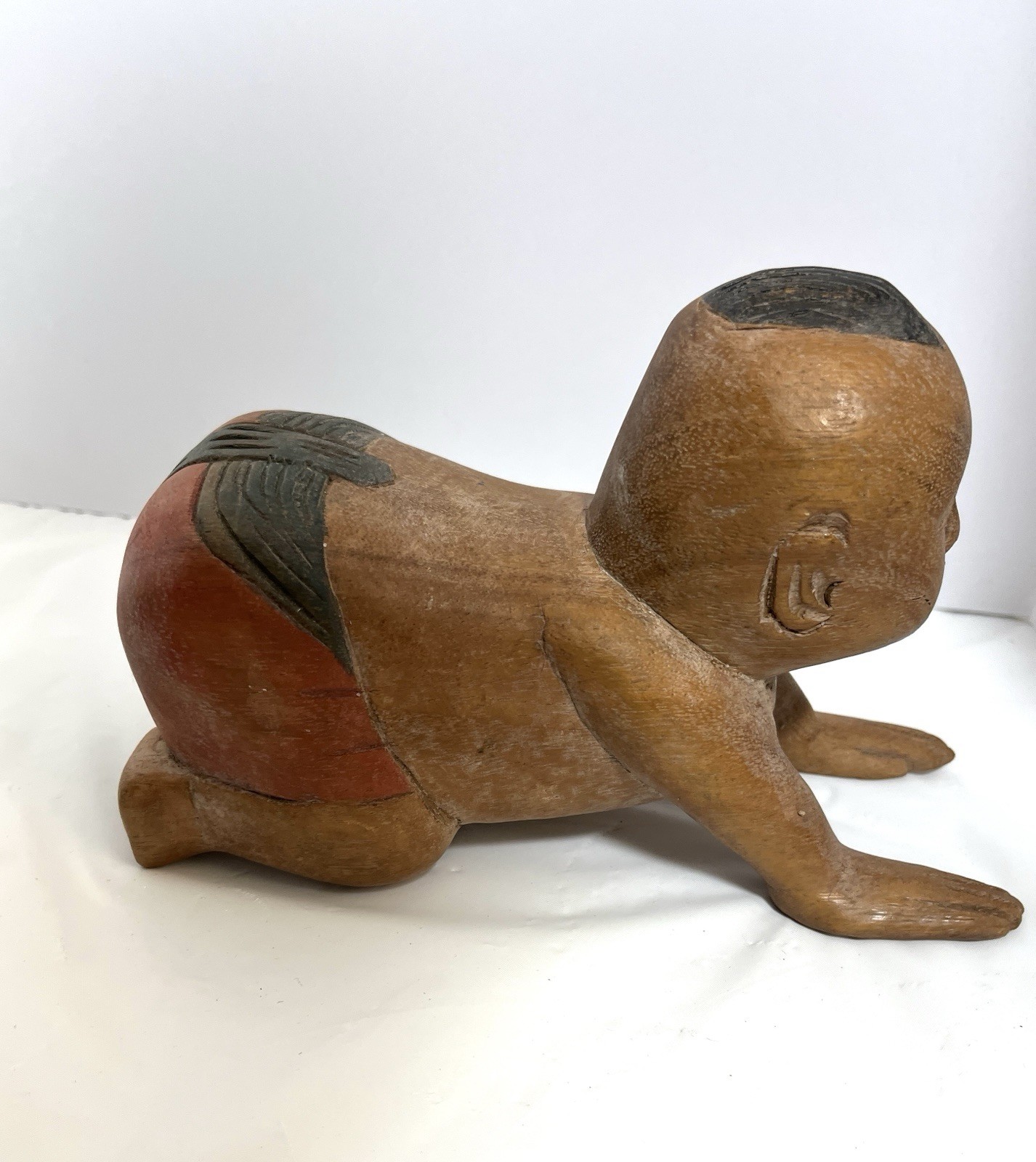 Asian Oriental Chinese Opium Pillow Wood Handcarved Vtg Figure Beautiful Relax