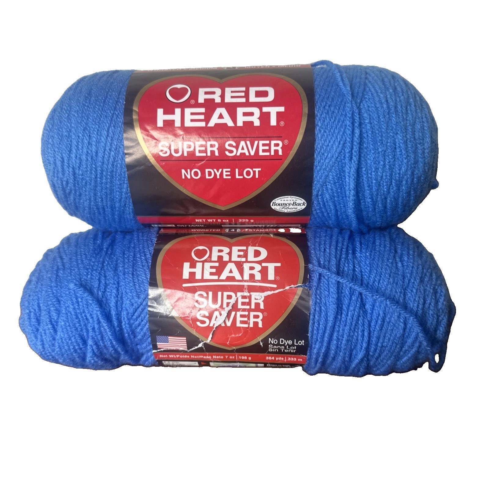 Red Heart Super Saver Yarn – 2 Skeins – Delft Blue 0885 – 8 oz & 7 Oz Skeins