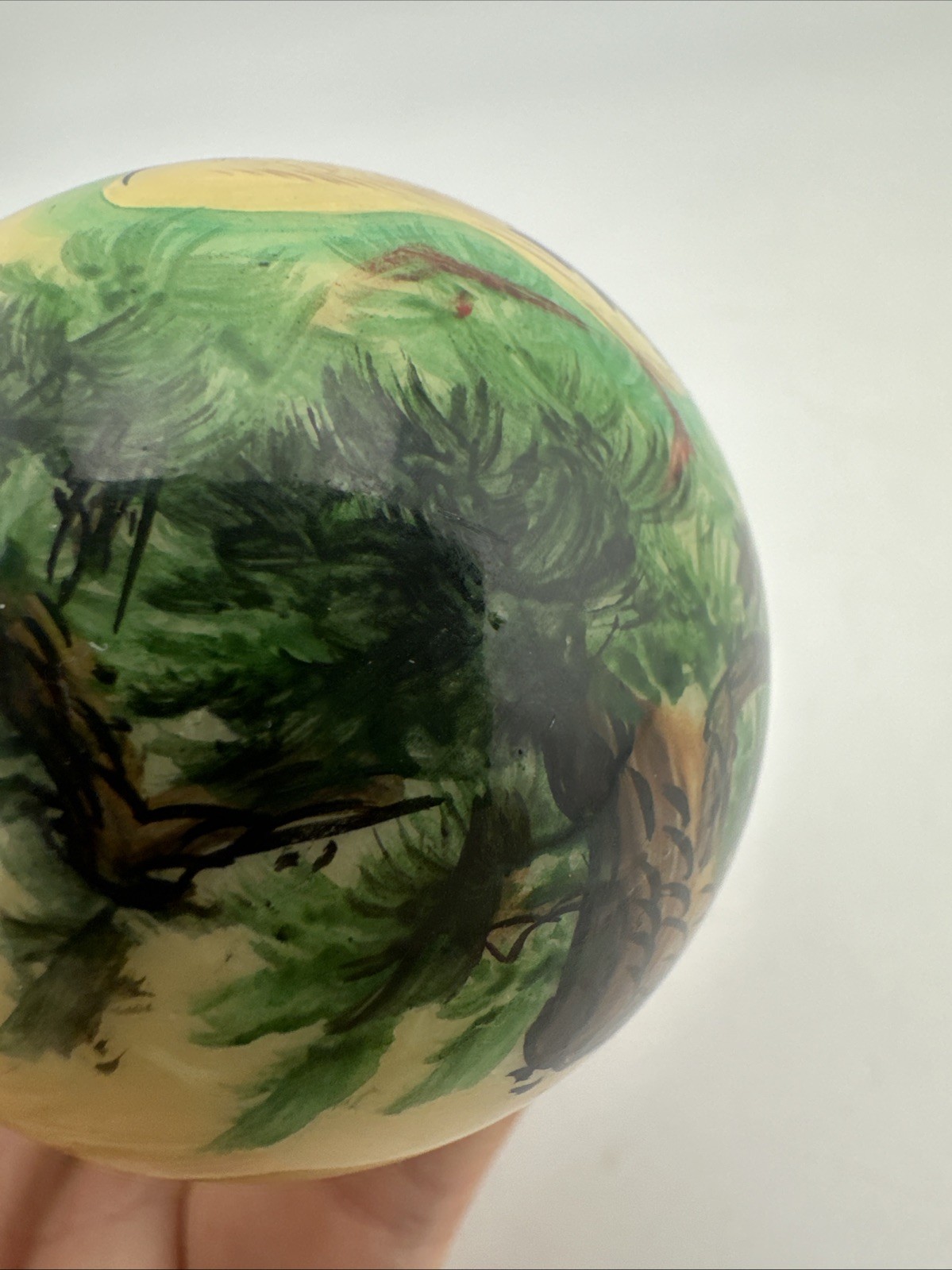 Chinese Painted Globe Ball Crane Nature Scene – bird sphere tree