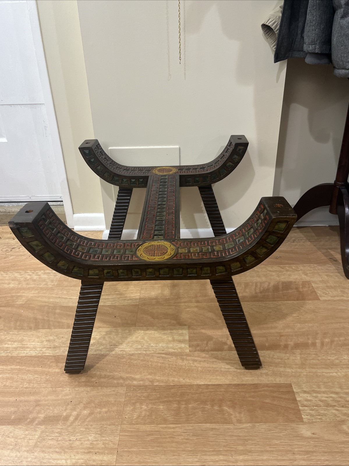 Unique Chinese Asian Carved Wood Coffee Table / Side Table Without The Glass VTG
