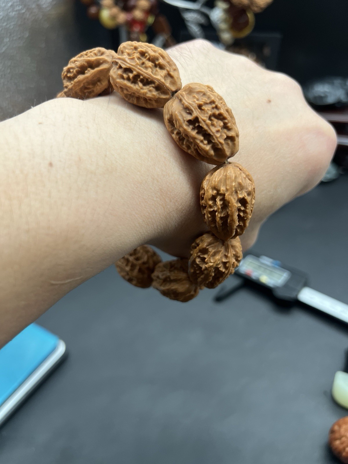 19×21×27.5mm Chinese Small Walnut Bracelet Collection纯野生蝴蝶纹大枣珠手串
