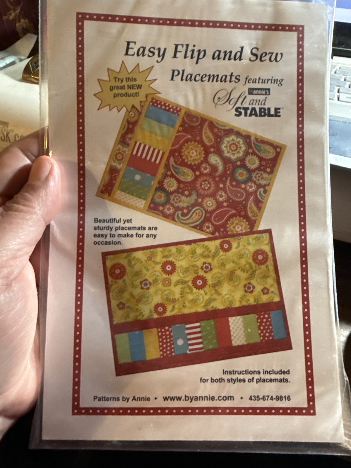 Easy Flip and Sew Placemats ByAnnie’s Soft and stable PBA 208