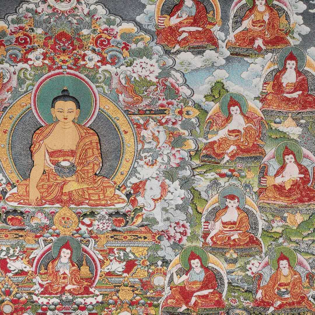 36″ Tibet Tibetan Cloth Silk Buddhism Sakyamuni Buddha Tangka Thangka 3659