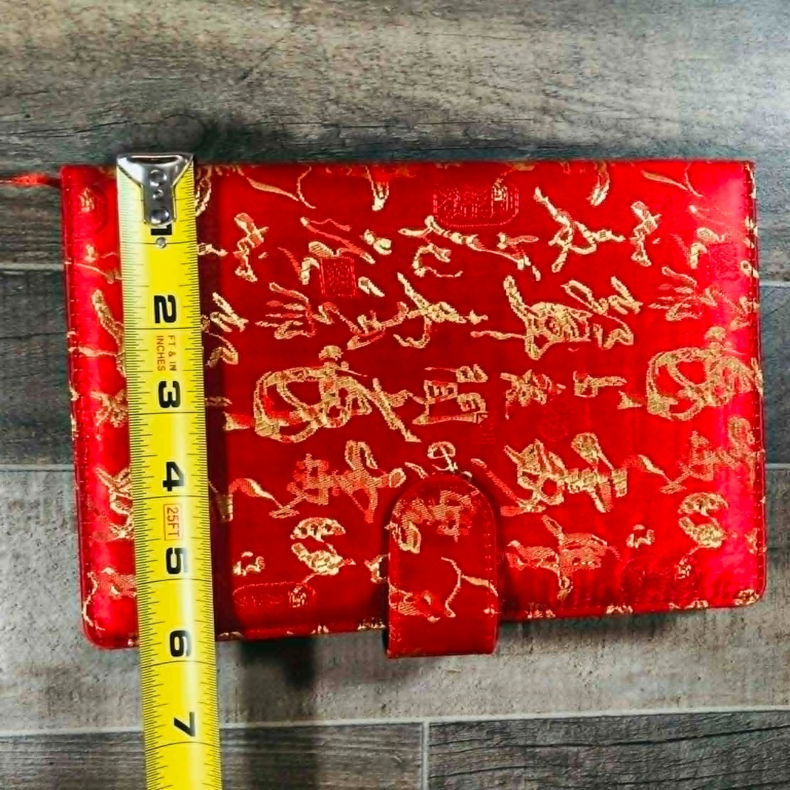 Traditional Chinese Silk Brocade Gift Set – Red Gold Notebook Mat Boxed Vtg