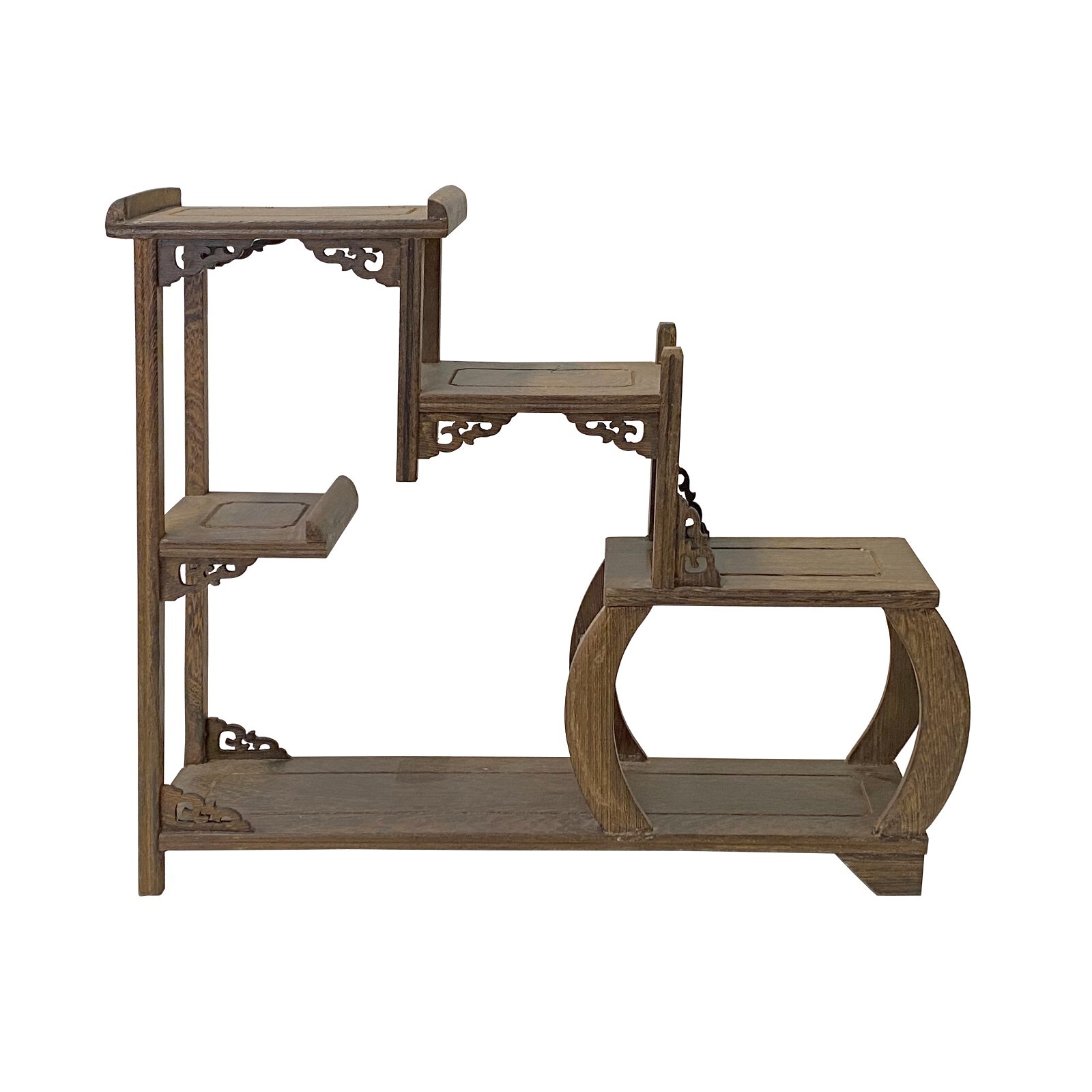 Gray Brown Wood Tower Shape Table Top Curio Display Easel Stand ws2906