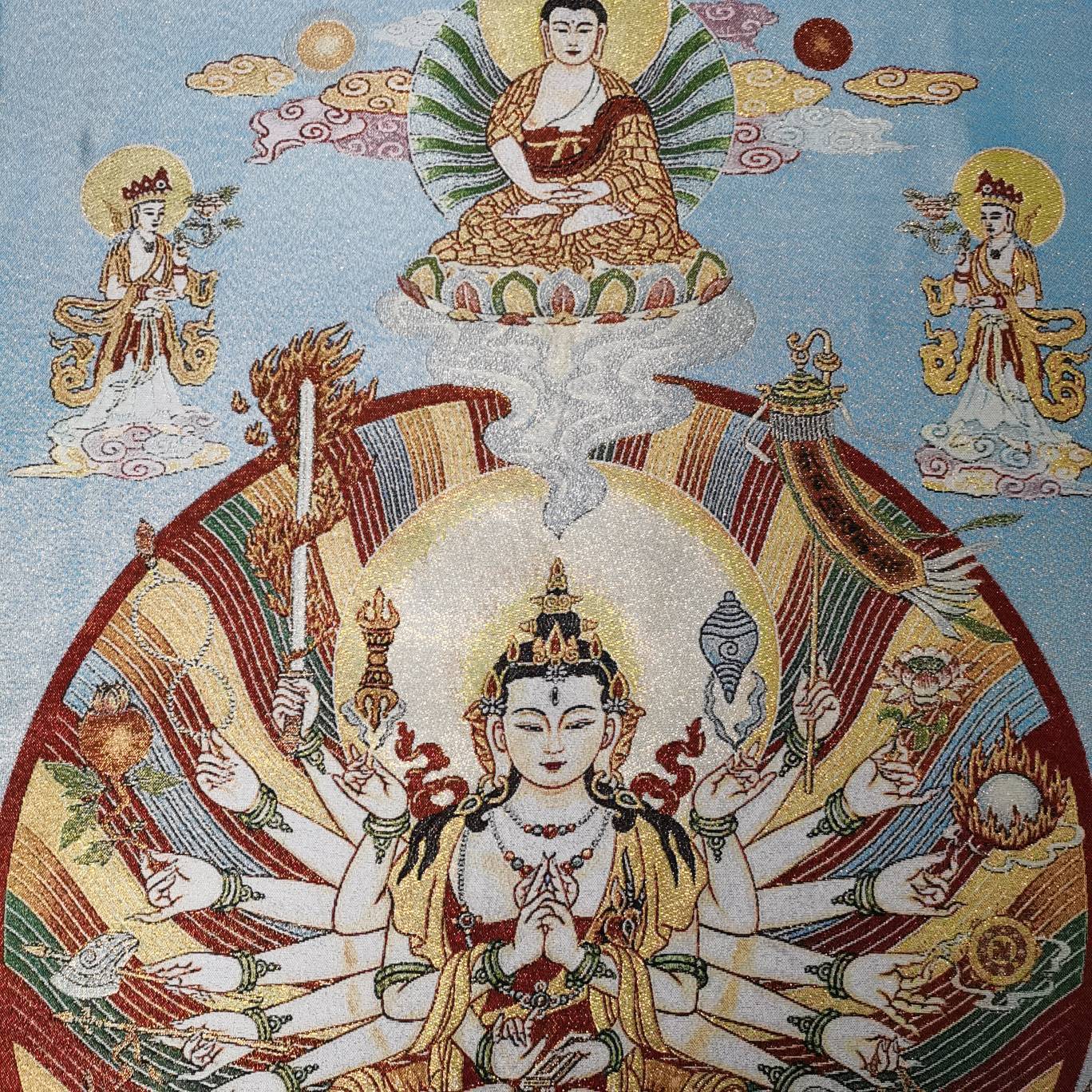 36″ Tibet Tibetan Cloth Silk 1000 Arms Guanyin Kwan-yin Tangka Thangka Mural 14