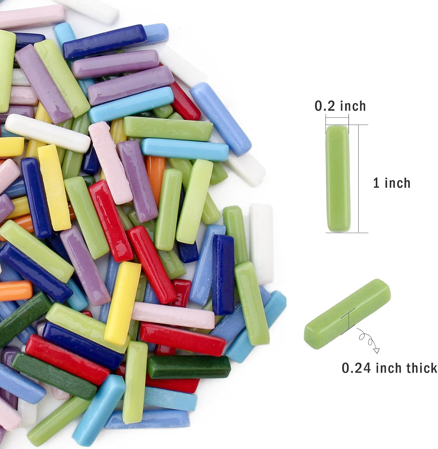 Stick Mosaic Tiles for Crafts,228g Multi Colors Glass Mosaic Pieces Bulk, Linear