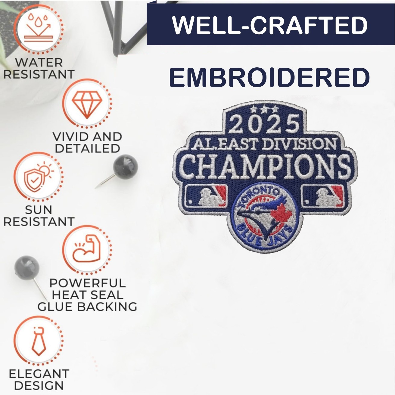 Toronto Blue Jays 2025 Champions Logo Iron On Patch-Sew Patch-Embroidered Patch