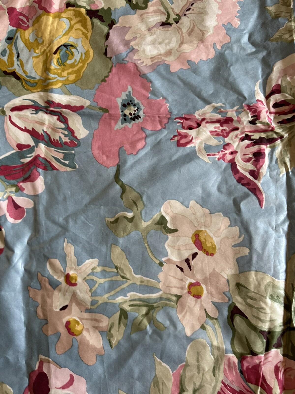 Fabric shimmery Blue Pink Yellow White Floral 48″X45″