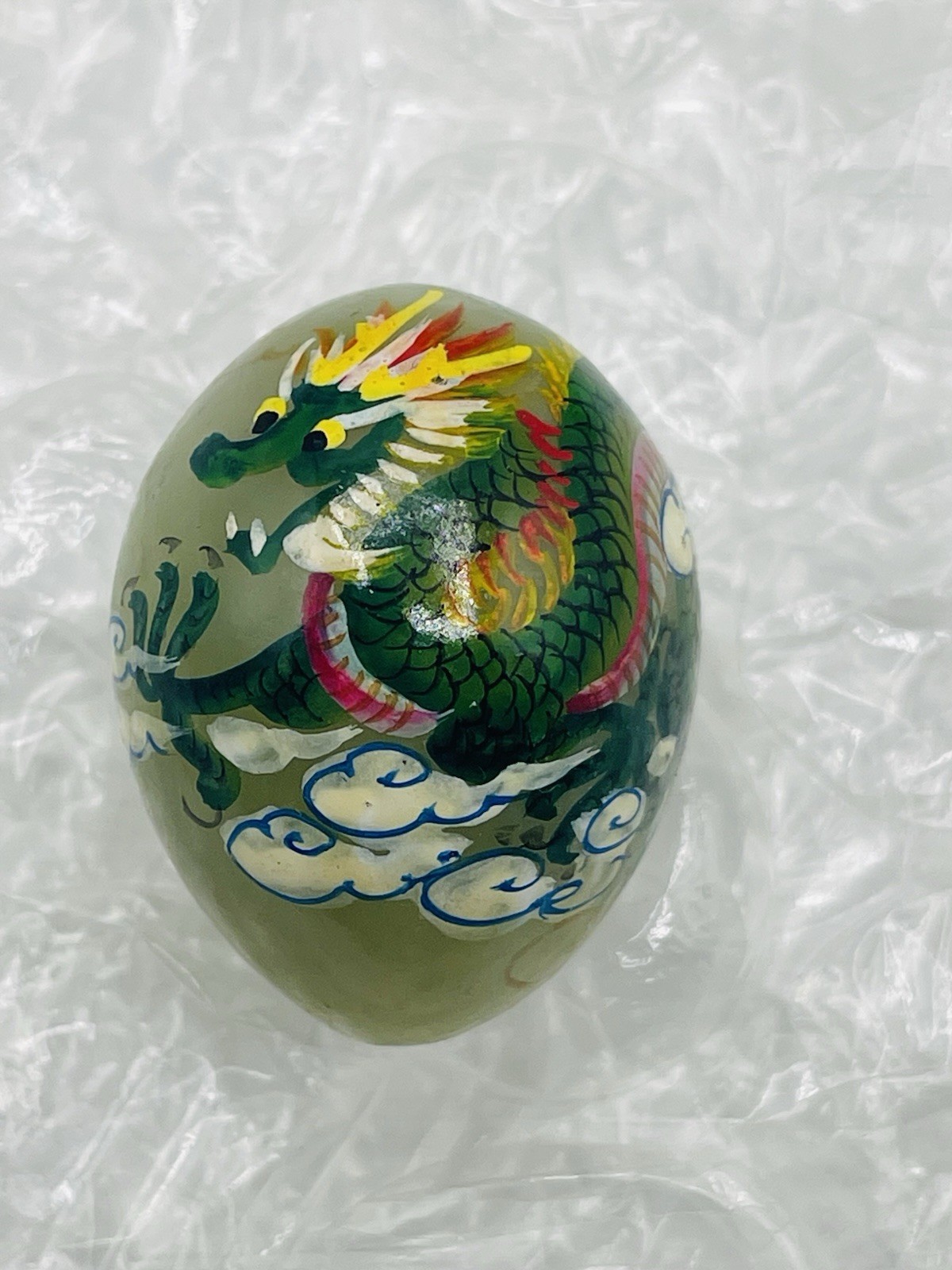 VTG Oriental Hand Painted Jade 1.5” Birds Dragon Flower Lot Of 9 Miniature Eggs
