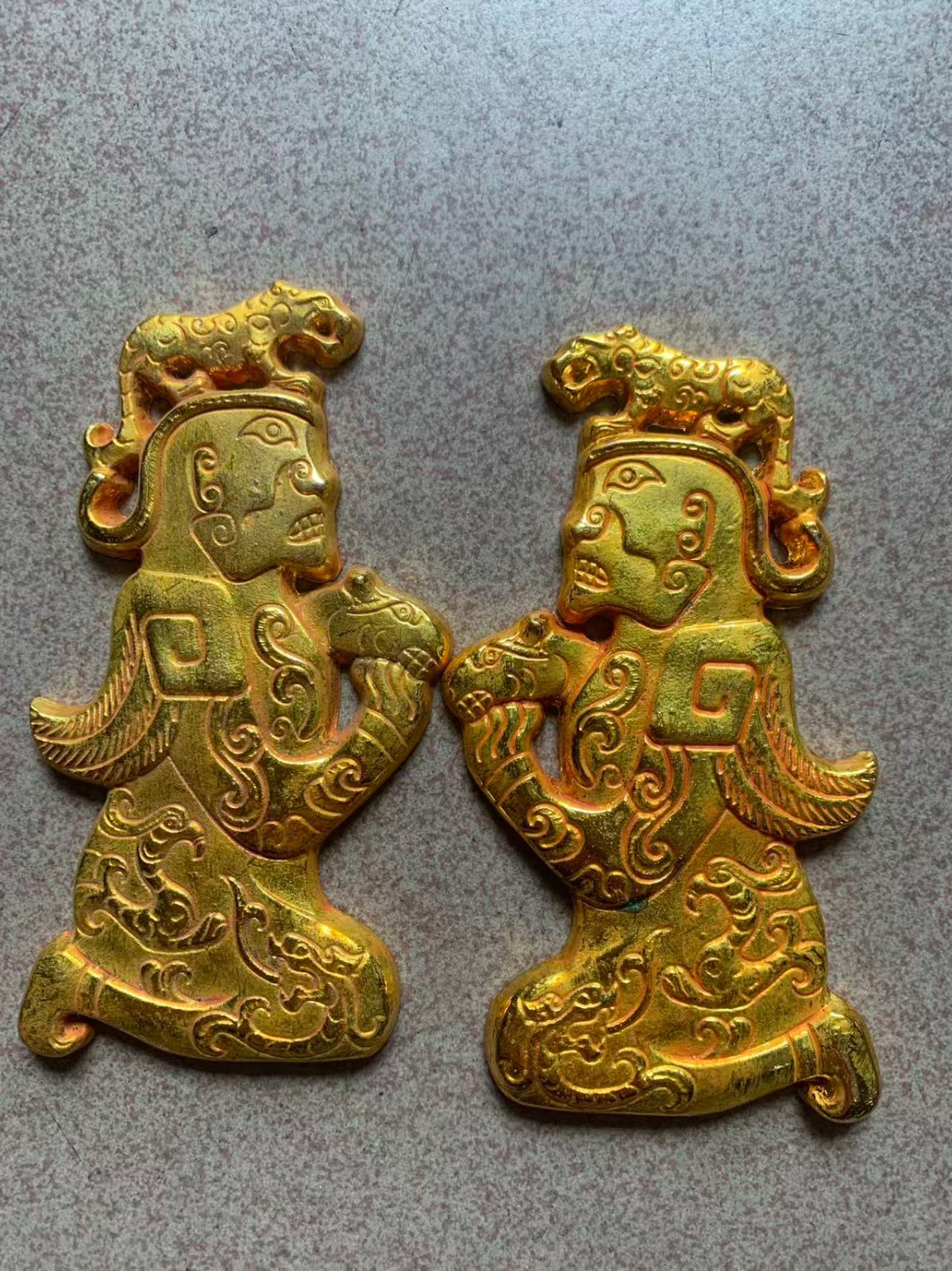 WOW Chinese Bronze Gold-Plated Hand Made *Figure* Military Tally