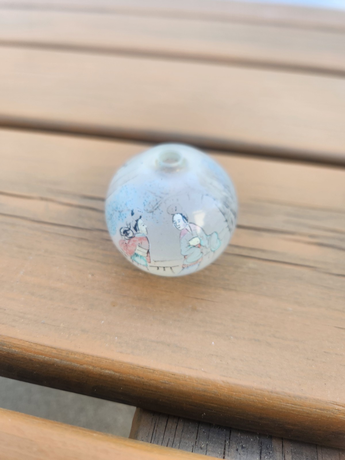 Vintage Chinese Reverse-painted Glass Globe Large Bead Art Object Sphere
