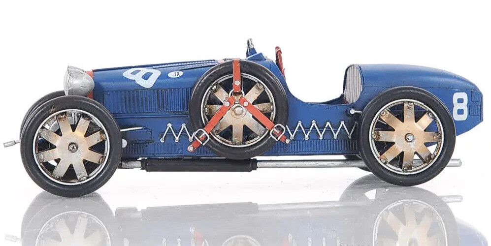 1920s Bugatti Type 35 Metal Racing Car Model 14″ Automobile Automotive Decor