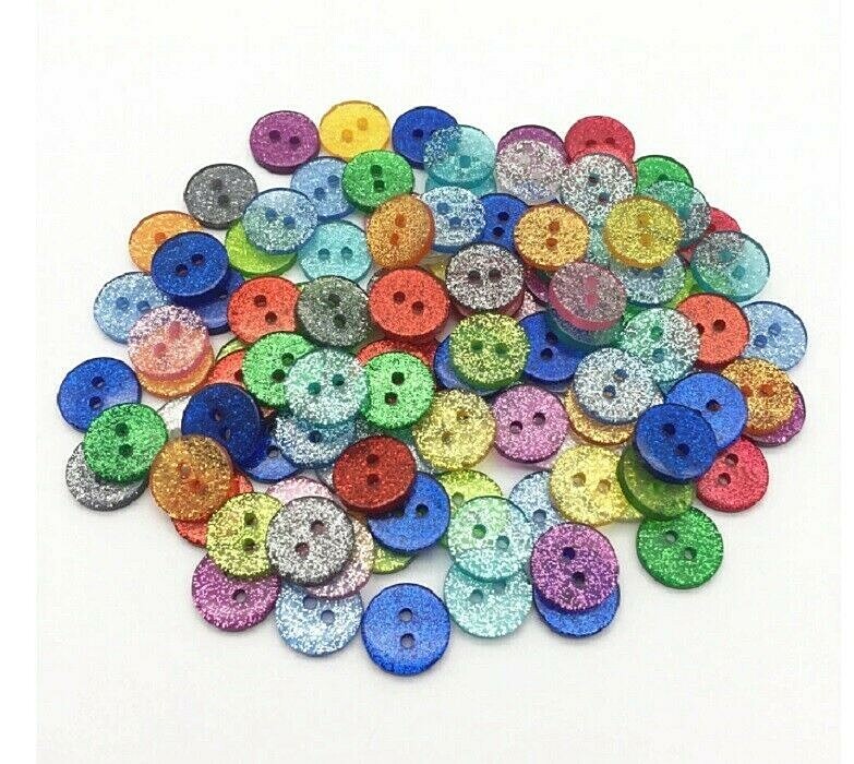 Pkg of 20 GLITTERY SPARKLE 2-hole Resin Buttons 1/2″ (13mm) Craft (W105)