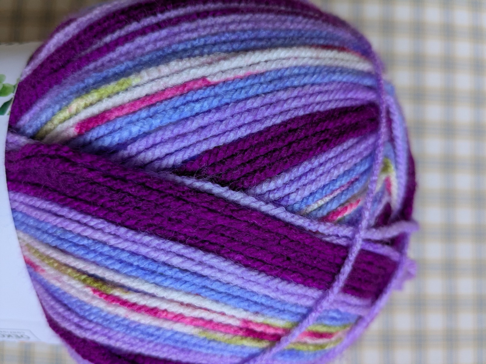 Premier Yarns BLOOM Yarn Self-Striping Floral Print IRIS 7 oz. Acrylic 656 Yds.