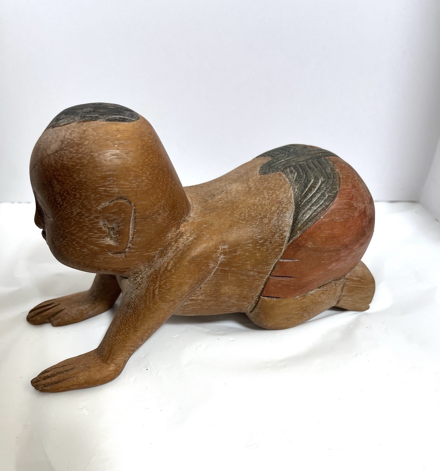 Asian Oriental Chinese Opium Pillow Wood Handcarved Vtg Figure Beautiful Relax