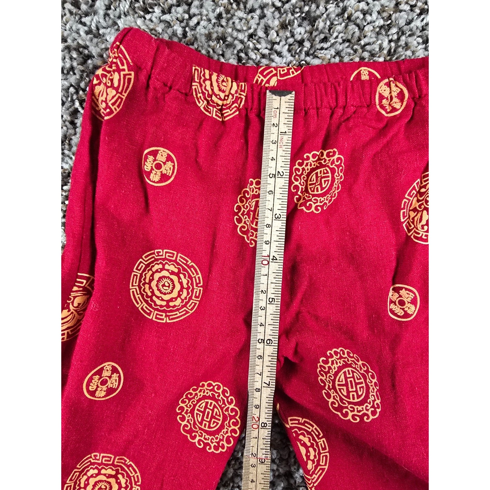 Vintage handmade Chinese red silk trim outfit from the 1950s Toddler Sz 2T