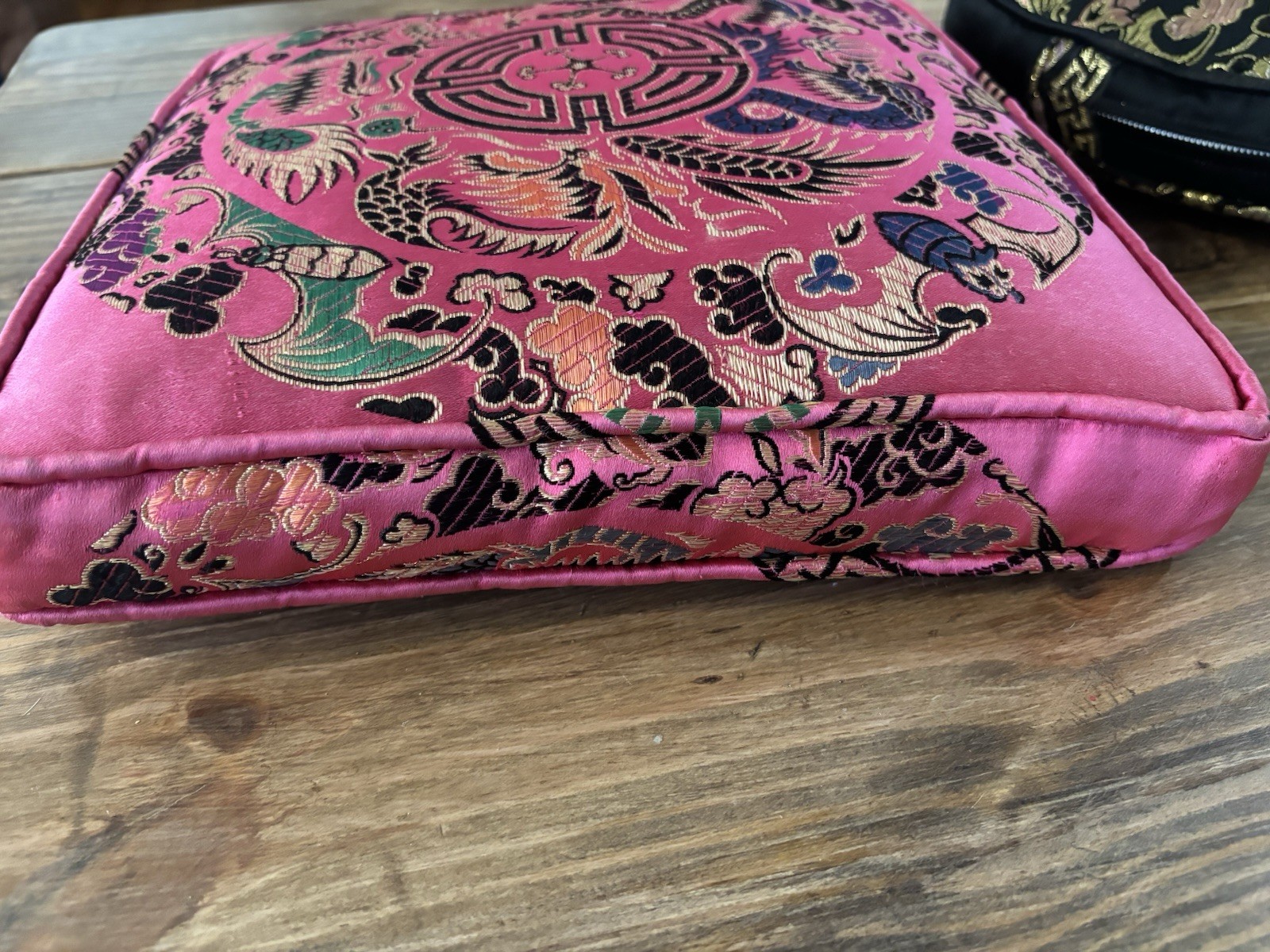 Vintage Oriental Chinese Decor Metallic Embroidered Silk Throw Pillow Lot