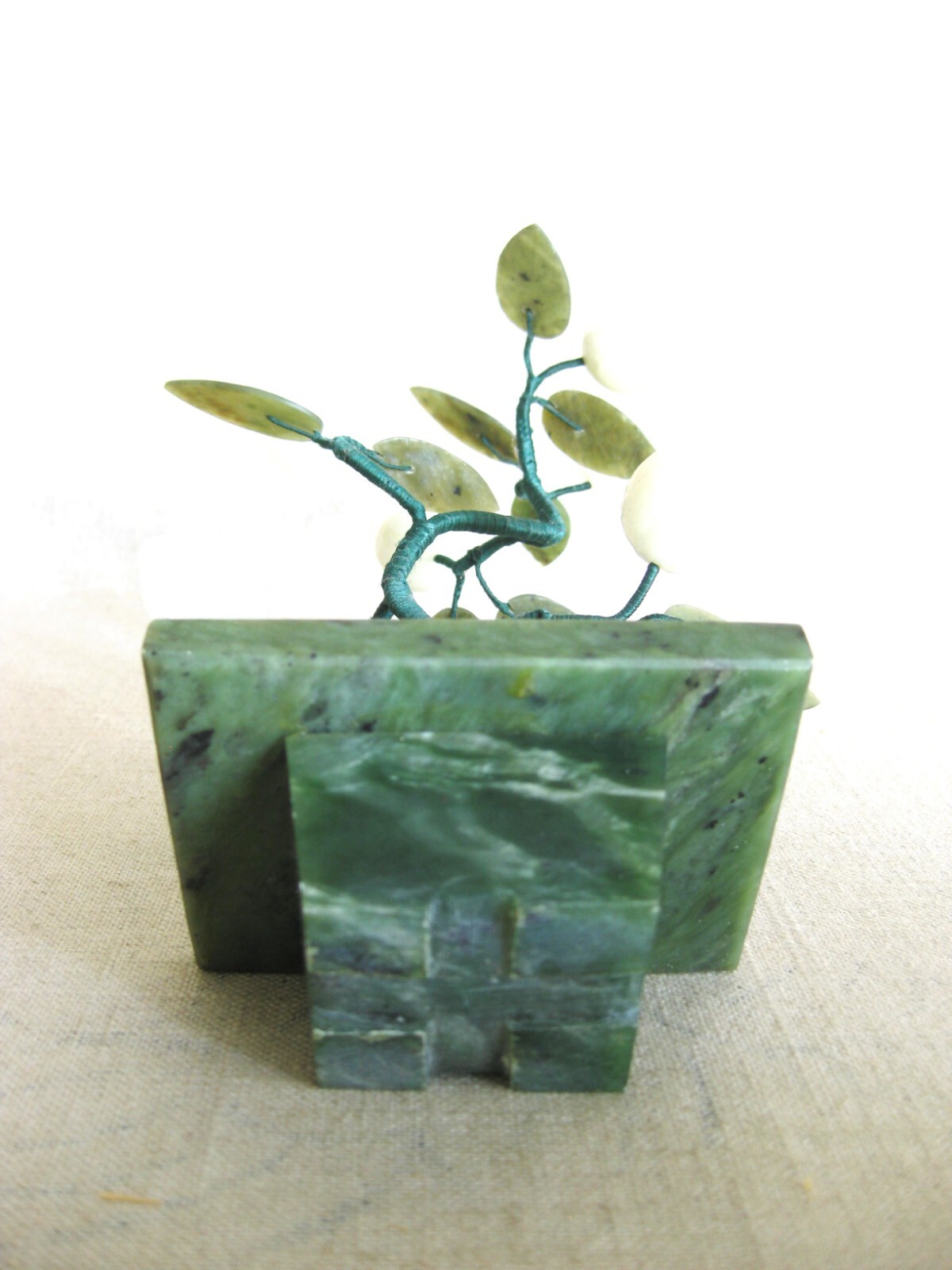 Vintage Carved Stone Flowering Bonsai Tree Sculpture Asian Style Home Décor