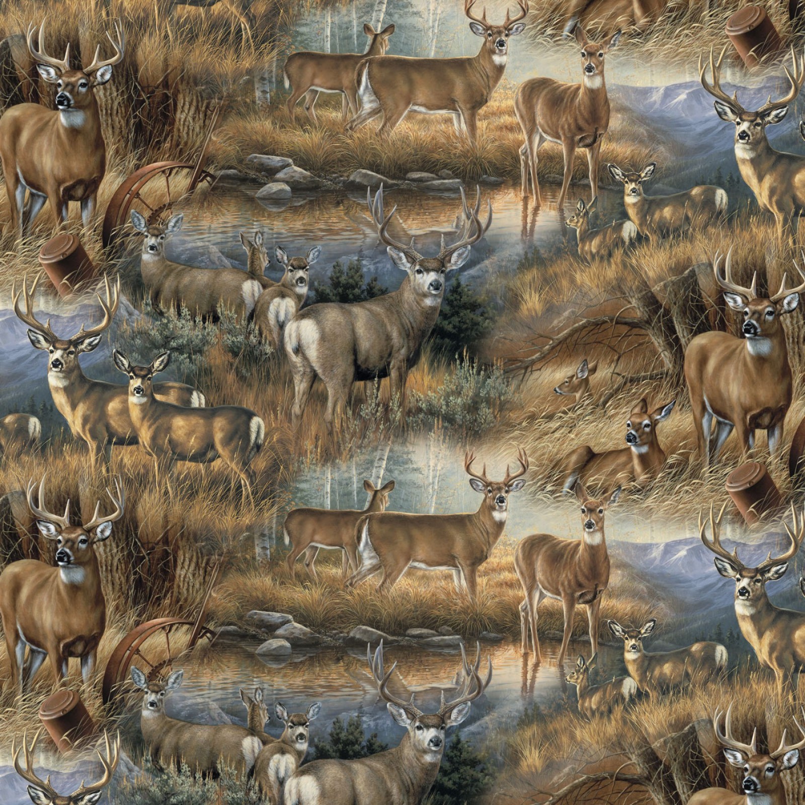 Forest Deer – 1 yard price! Continuous yards available