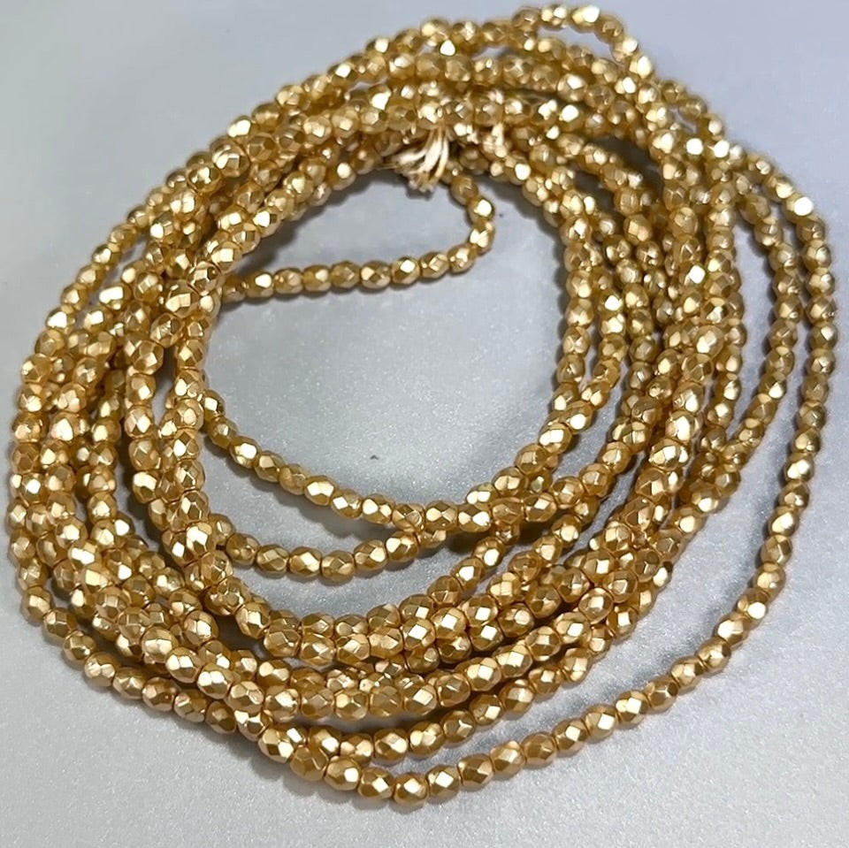 Golden Cream Carmen Pearl Czech Fire Polished Round Faceted Glass Beads 4mm 120p