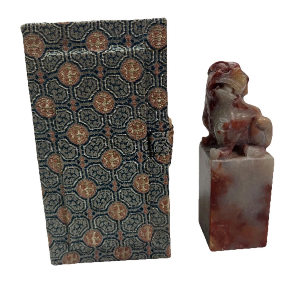 Vintage Carved Chinese Soapstone Seal Foo Dog 1.5”sq x 3.5” Tall