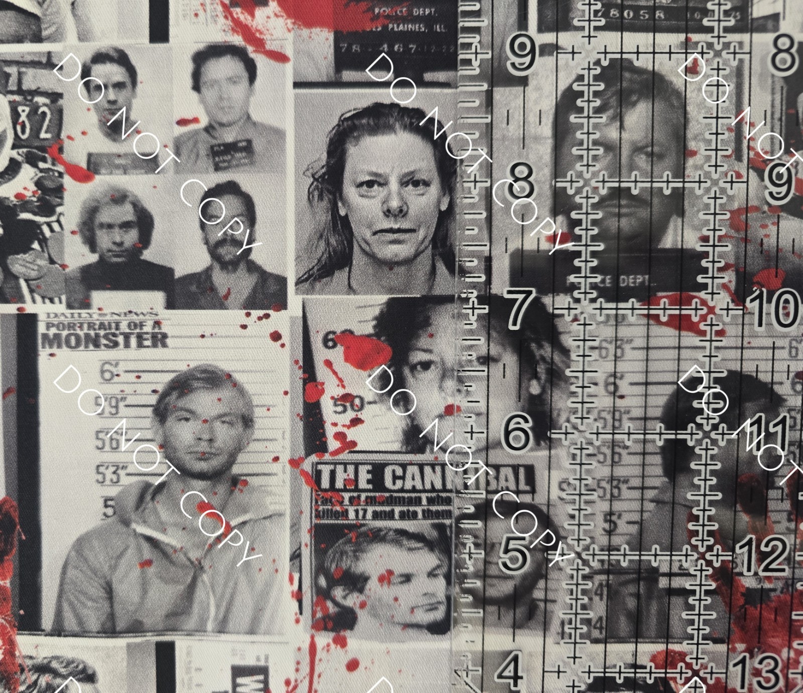 100% Cotton Woven Novelty Fabric Serial Killers By The 1/4 Yard 9×56