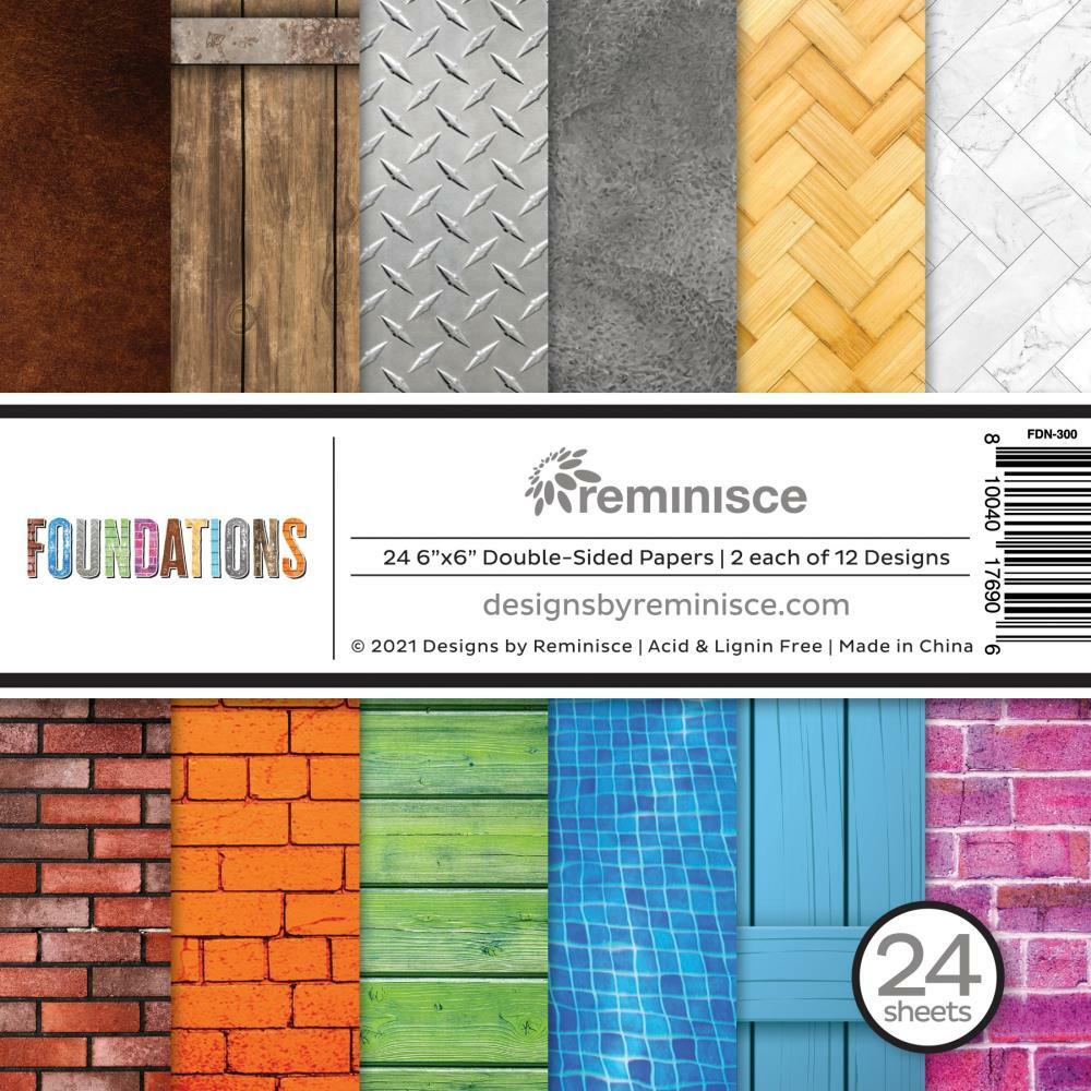 Crafts 6X6 Paper Pack Foundations Colorful Brick Metal Wood Tile Basket Weave