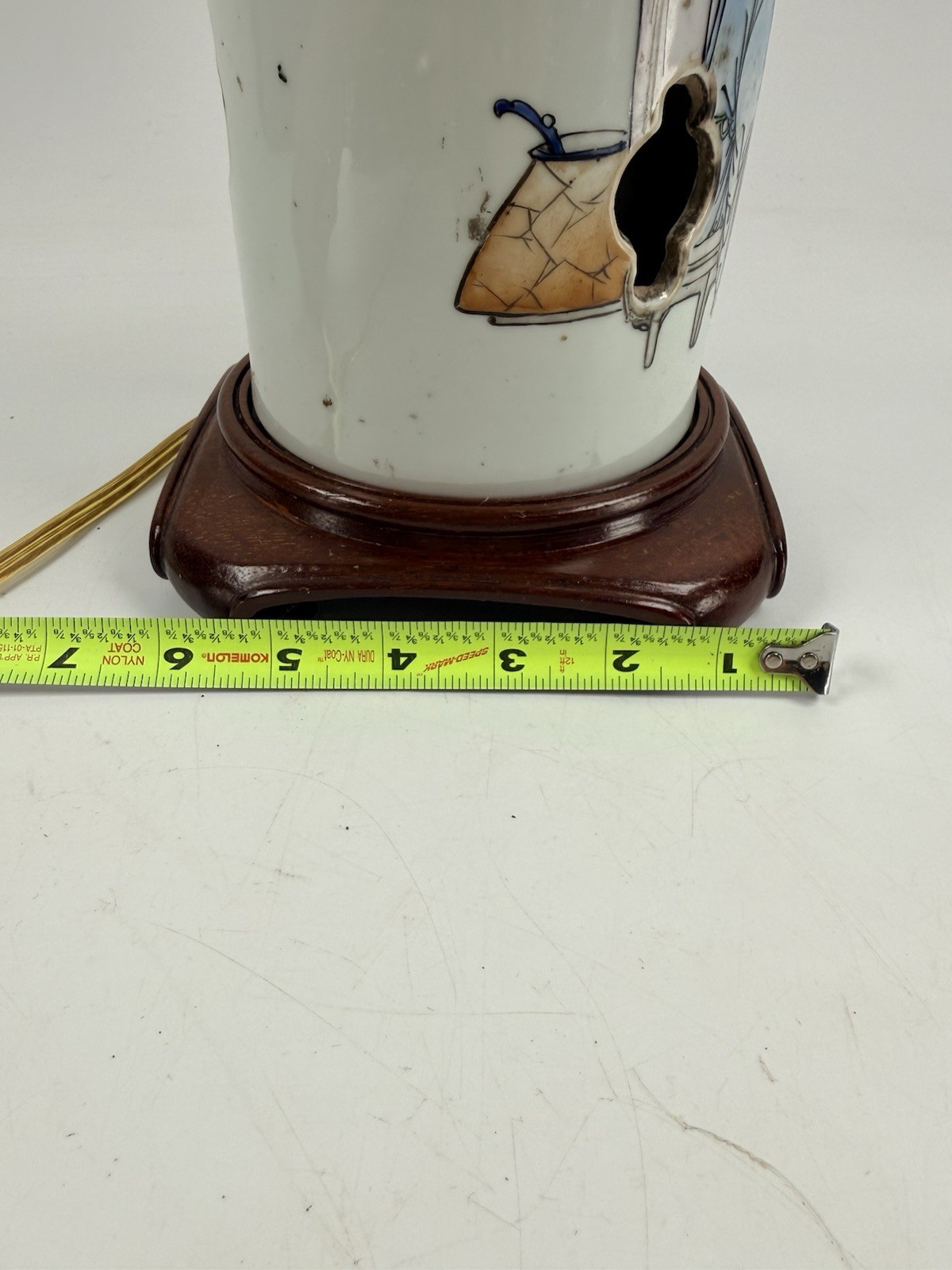 Vintage Chinese Porcelain Hat Stand Vase Lamp