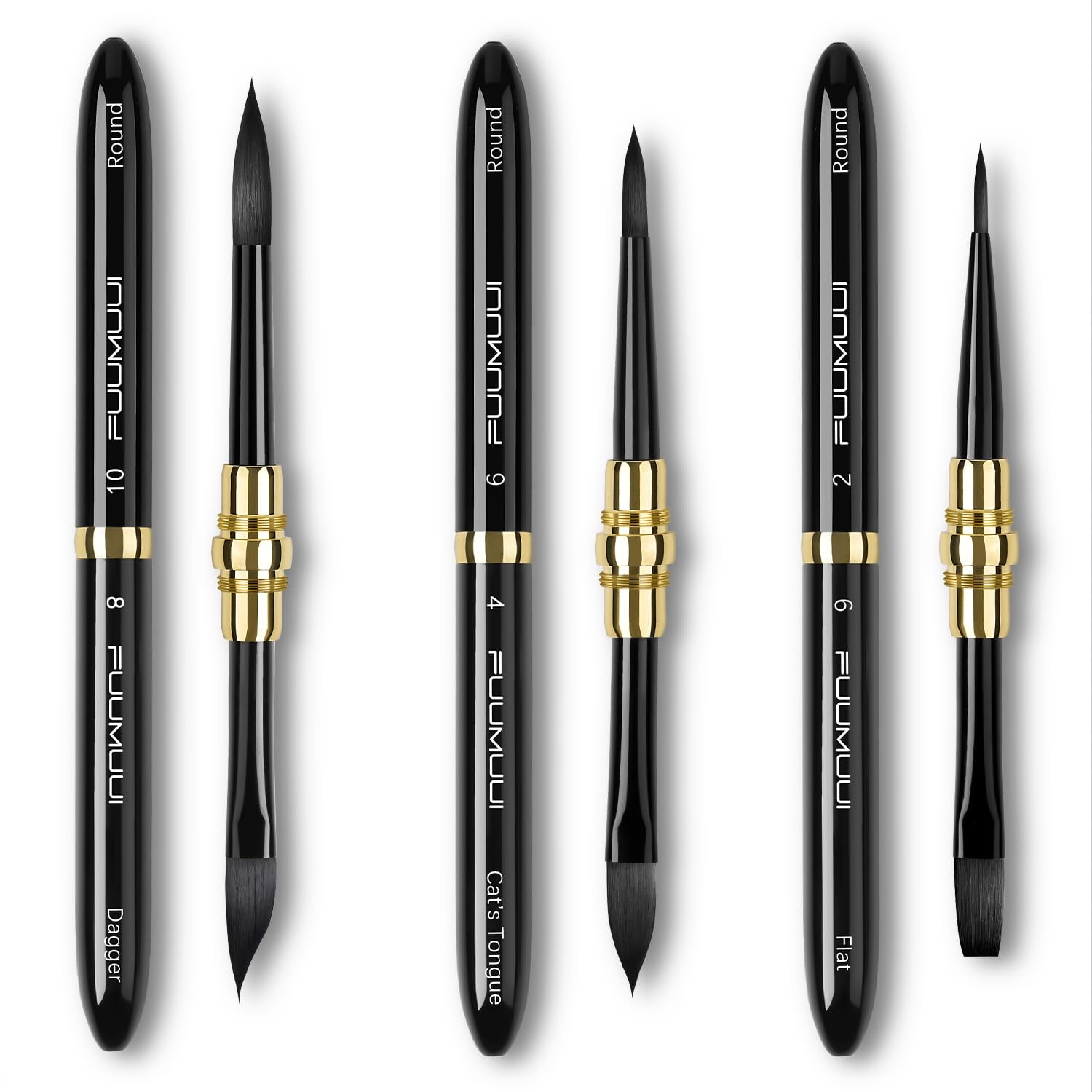 4 PCS Sable Travel Watercolor Brushes Leather Pouch Fine Point Rounds Dagger