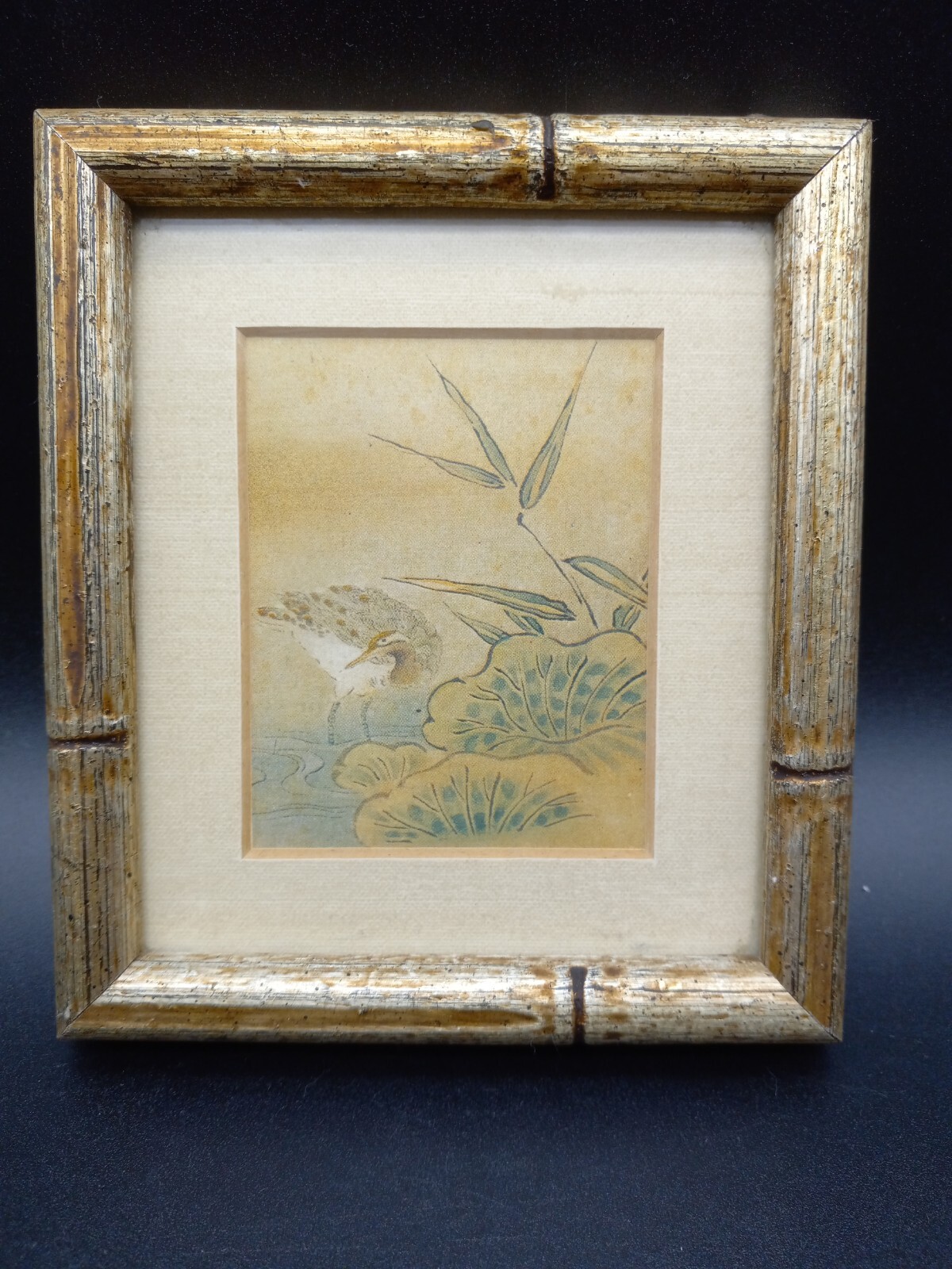 Vintage Bamboo Framed Bird Print Asian Art Home Wall Mid Century 5.4″ x 4.6″