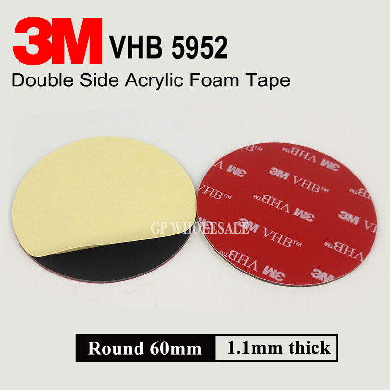 5/10 Pack of 60mm Round Double-Sided 3M VHB Self Adhesive Sticky Pad Auto/Home