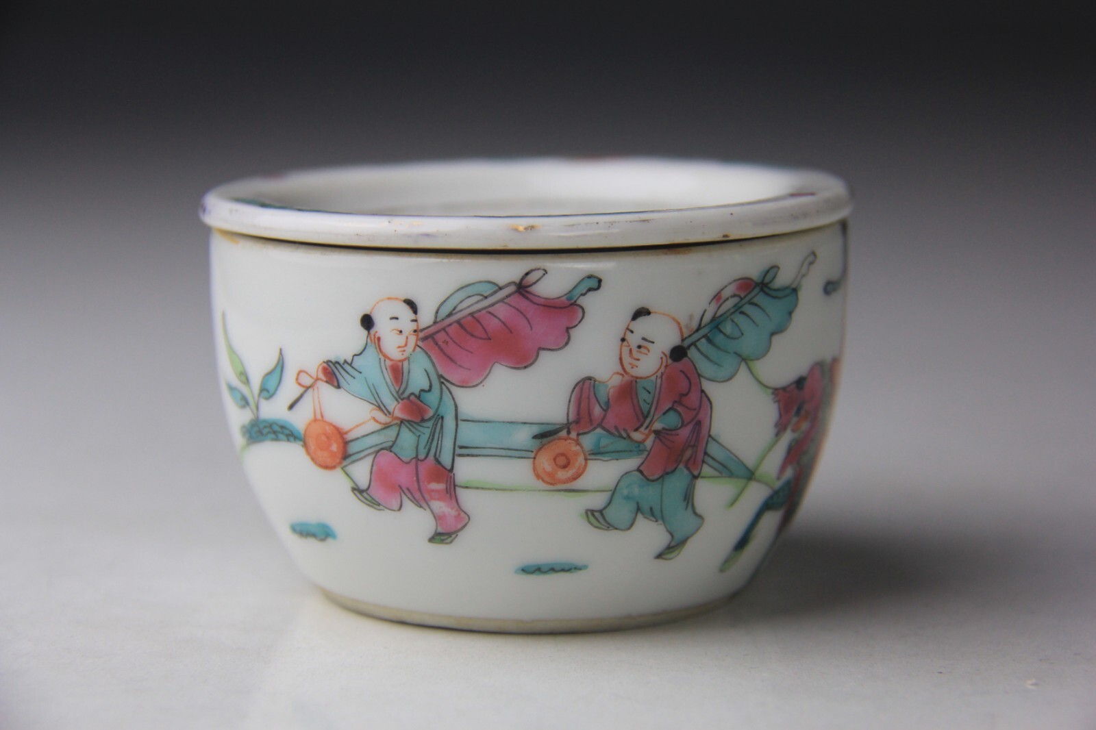 Antique Chinese Porcelain Famille Rose Cricket Cage Box