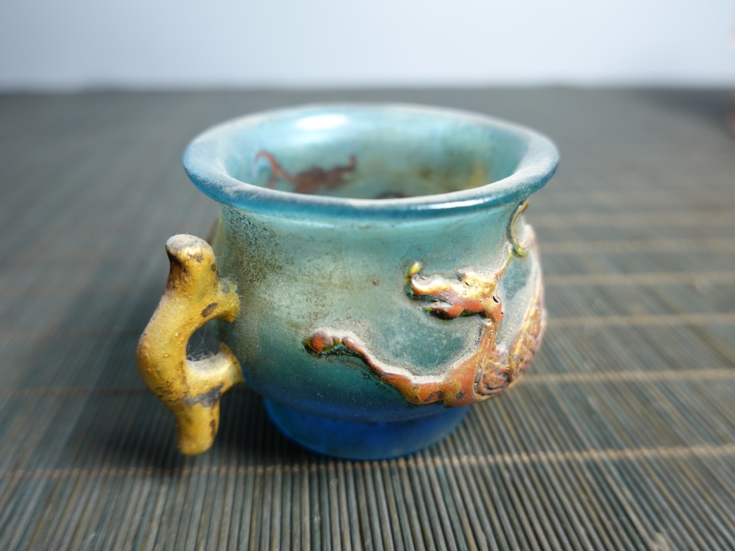 3.1″ Collect China Coloured Glaze Painted Animal Beast Incense Burner Censer