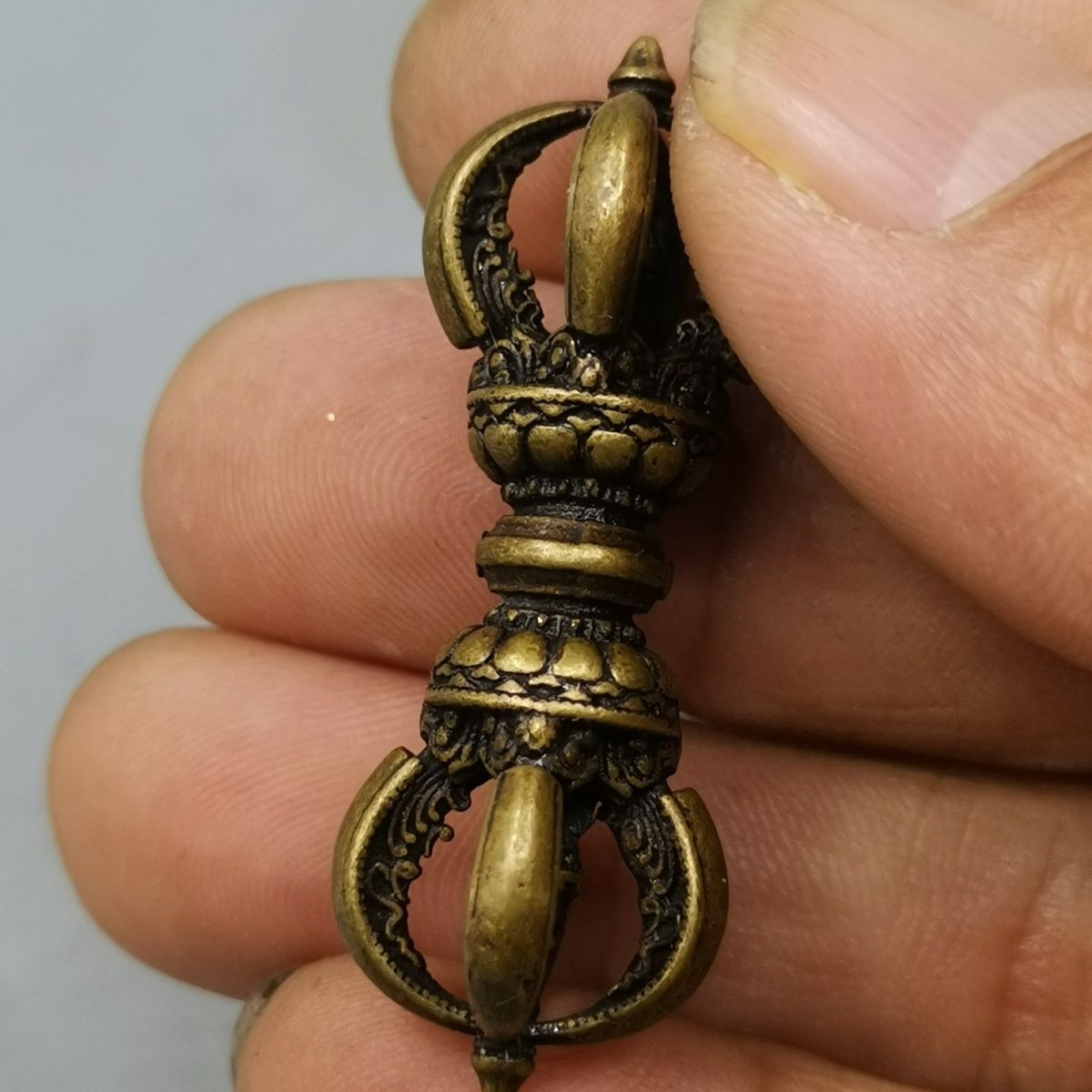 Tibetan Style Brass Vajra Dorje Copper Craft Tibetan Buddhism Dharma Collectible
