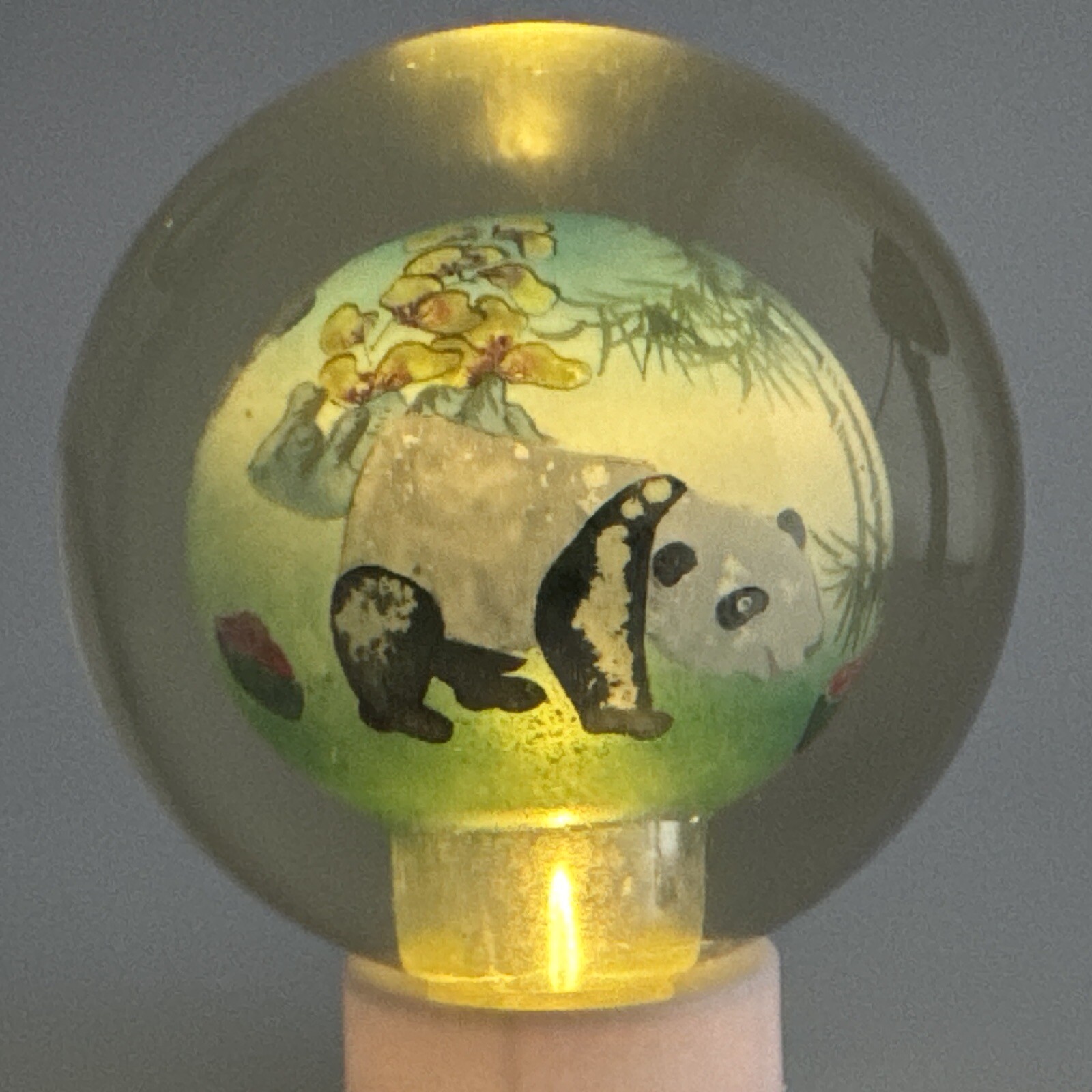 Chinese Hand painted Inside Reverse Art Panda Glass Globe