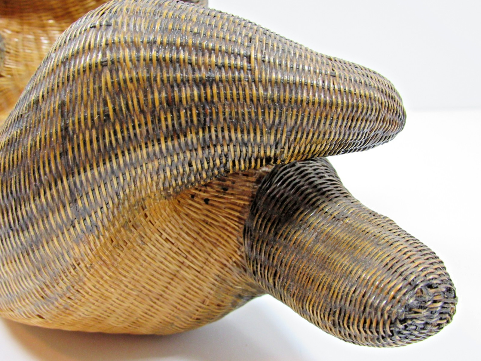 Vintage Antique Woven Rattan Wicker Panda Bear Shanghai Handcrafted