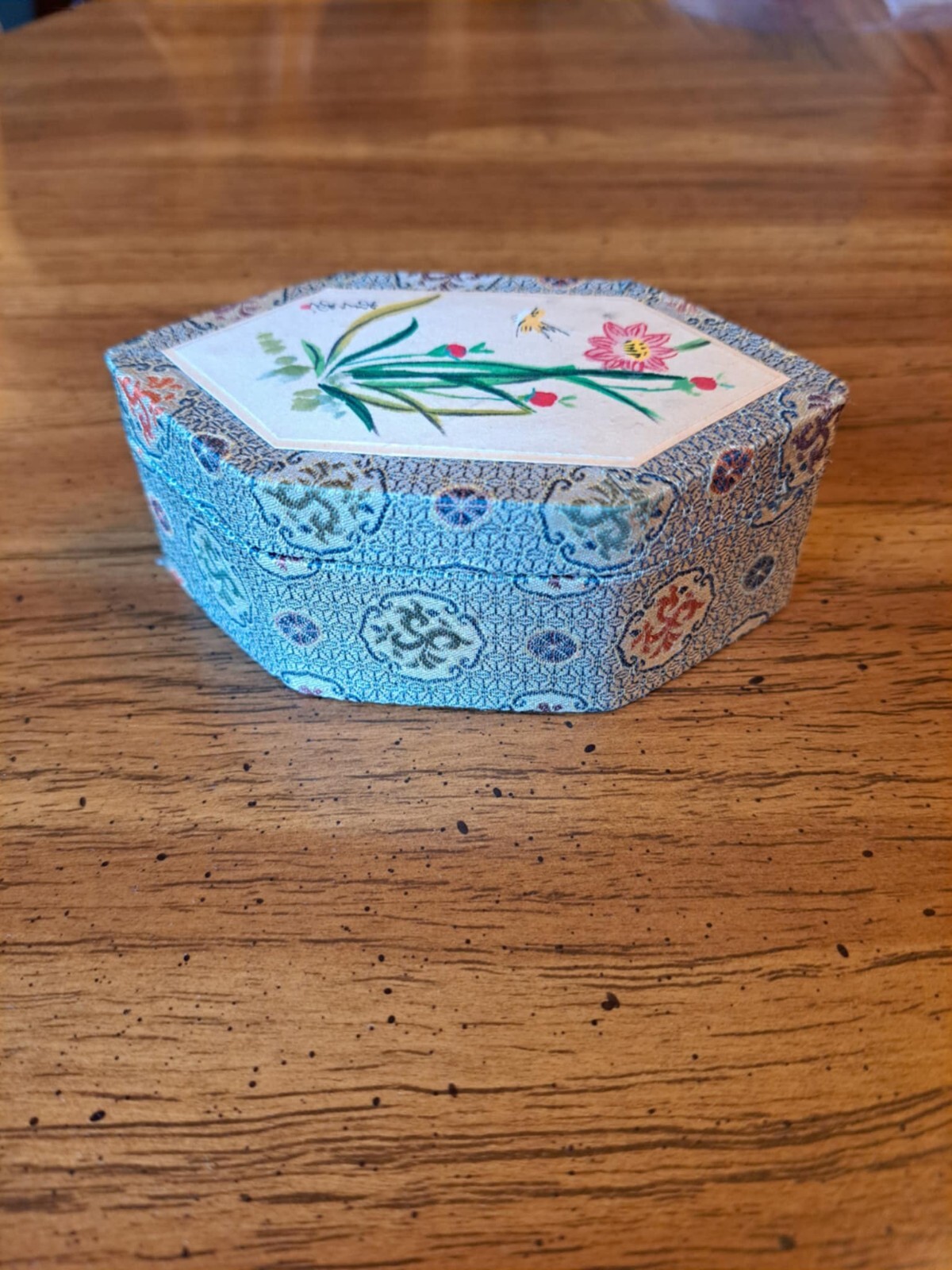 Vtg Trinket Box Chinese Lidded Decorative Jewelry Box Cloth Trinket Box