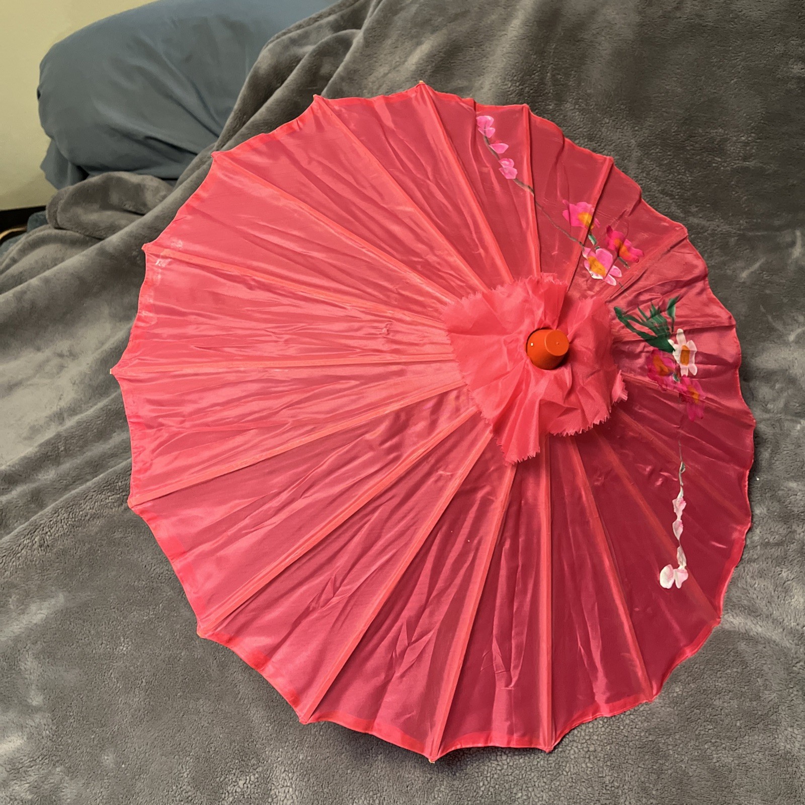 Chinese Pink Floral Umbrella Decor See Description