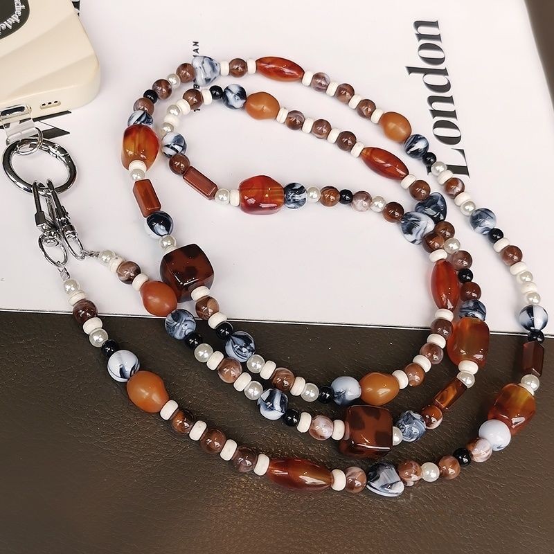 Retro Beaded Phone Chain Long Hanging Strap Universal Phone Accessory