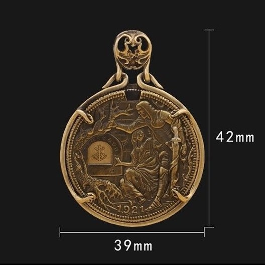 1921 Holy Grail Knight Coin Necklace Movable 机关 Antique Silver Plated Copper