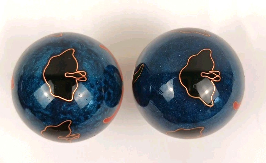 2 VTG Chinese Baoding Balls Chime Meditation- Shou Xing 1985 Panda & Longevity