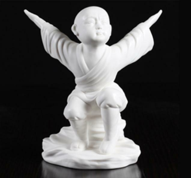 6.6″Chinese White Porcelain Ceramics Kung Fu Little Monk Figurine Statue Statues