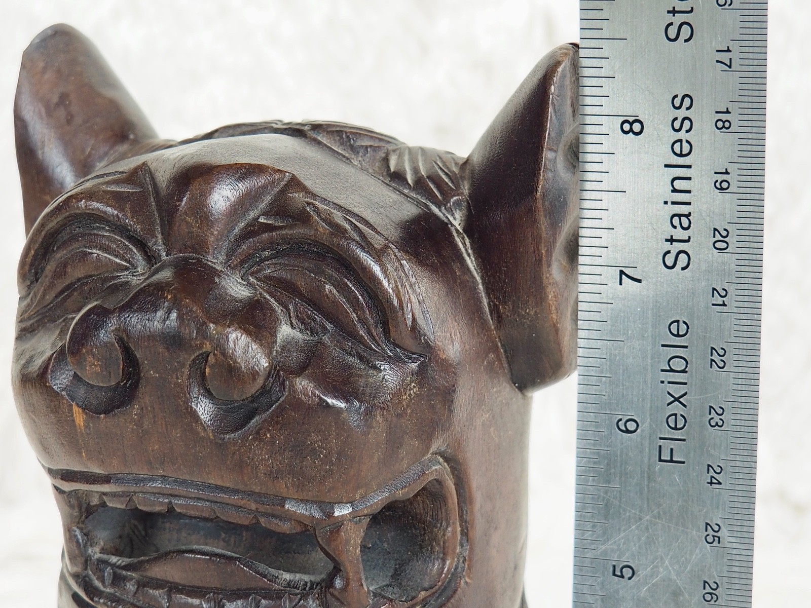 Chinese Foo Dog – Carved Wood Solid – Vintage/Antique – 8.5″ Tall