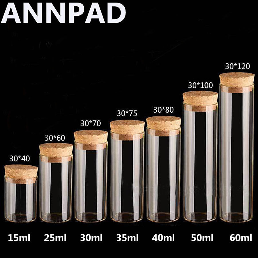 15ML-60ML Wholesale Empty Transparent Clear Cork Glass Bottles Vials With Cork