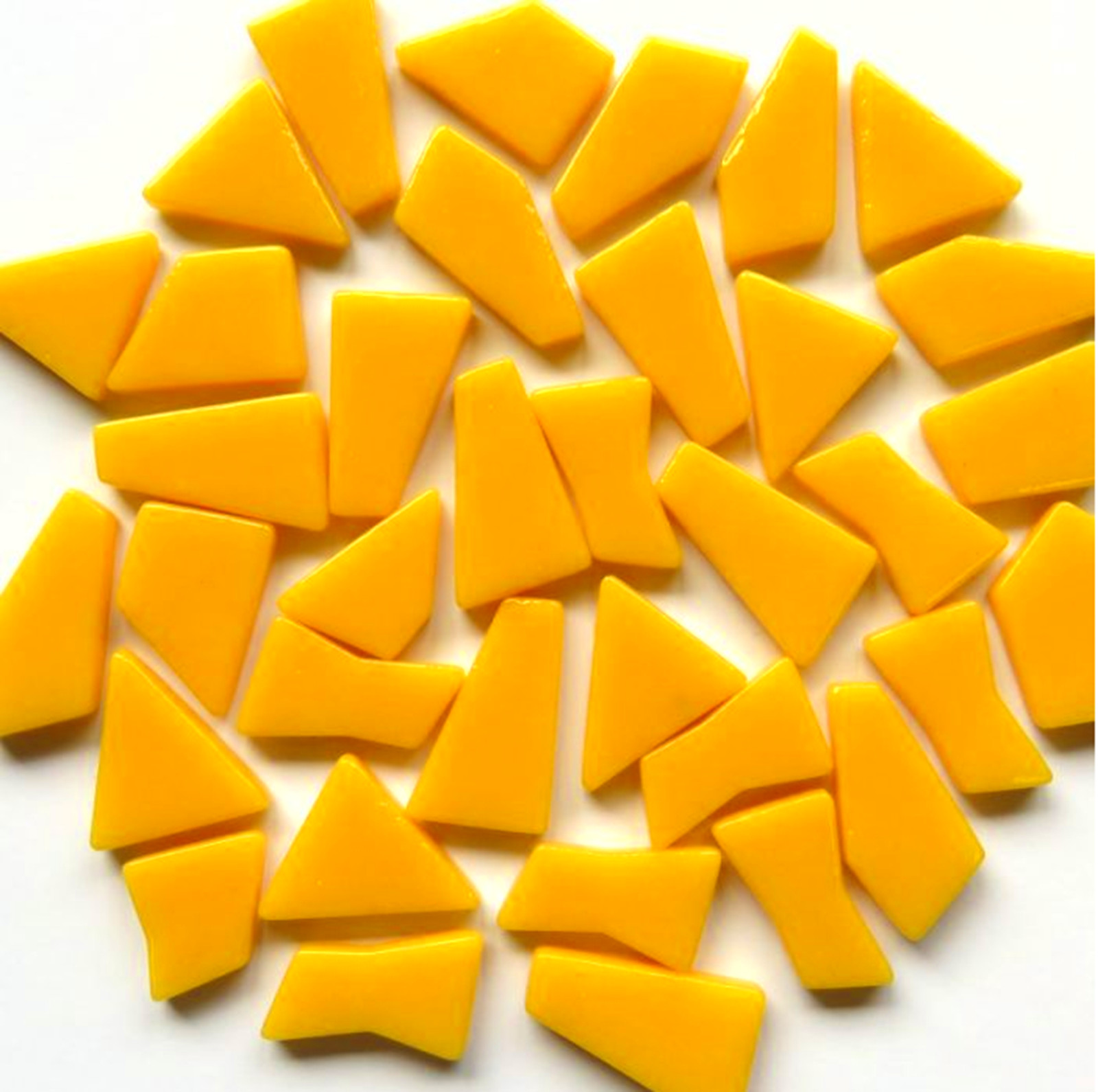 Golden Yellow Orange Odd Cut Shape Glass Mosaic Tile – 25 Tiles -sizes varies