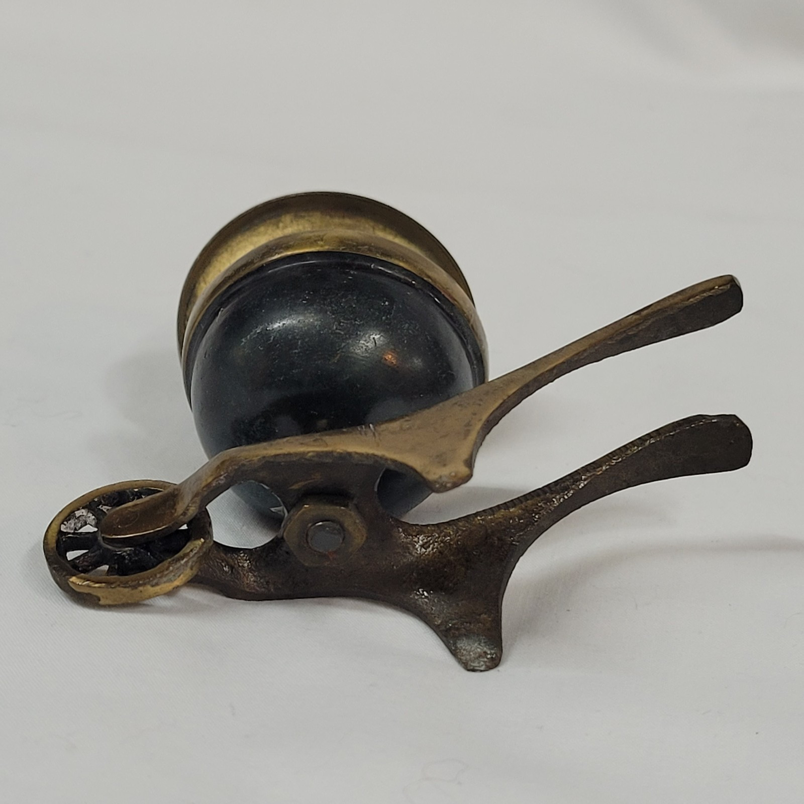 Brass Wheelbarrow Cart Lidded Incense Burner / Trinket Box – Green Marbled