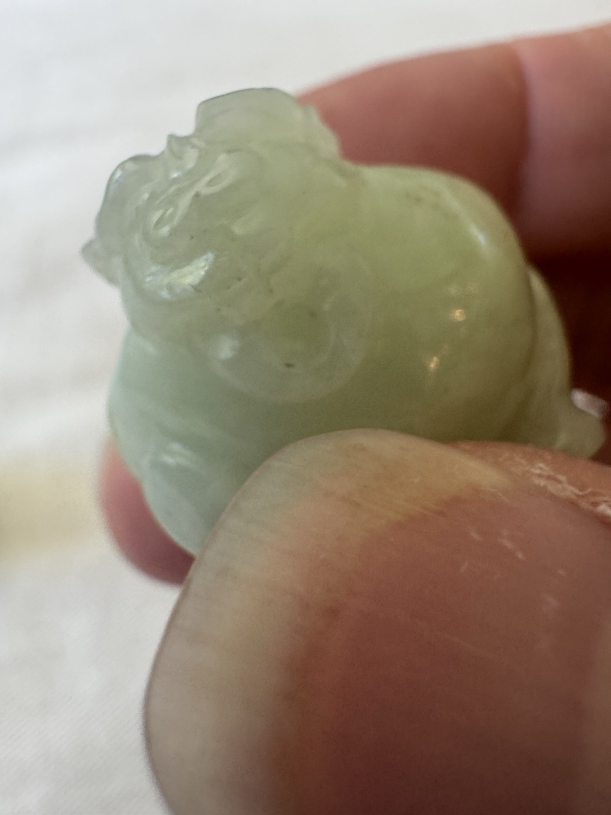2 Vintage Rare Chinese Carved Jade – Miniature Foo Dog Incense Burners