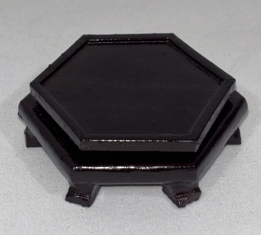 Vintage Chinese Hexagon Wood Display Stand Riser Base 1-5/8″x1-7/8″Fit