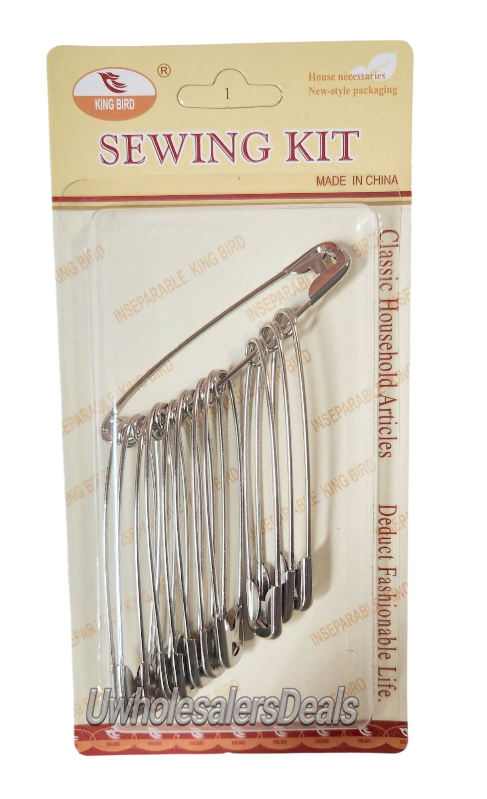 12 Jumbo Safety Pins Silver Tone (3 Inches Long) NEW in Pack